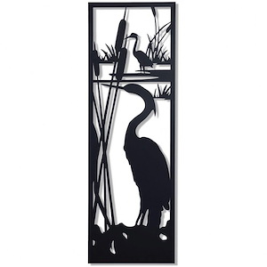 Shadows Of A Crane In Water II - Wall Decor In Style-36 Inches Tall and 12 Inches Wide