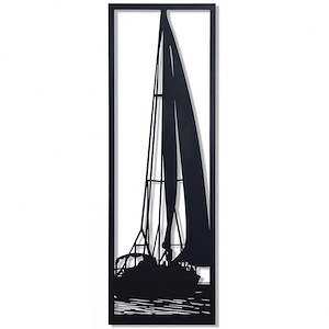 Shadows Of A Sailboat I In Water - Wall Decor In Coastal Style-36 Inches Tall and 12 Inches Wide