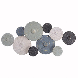 Dashed Discs - Alternative Iron Wall Art In Modern Style-20 Inches Tall and 44 Inches Wide