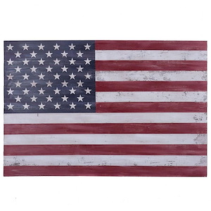 American Flag - Painted Wall Panel In Rustic Style-24 Inches Tall and 35 Inches Wide