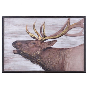 Rustic Moose - Muted and Woodsy Inspired Print In Rustic Style-24 Inches Tall and 36 Inches Wide