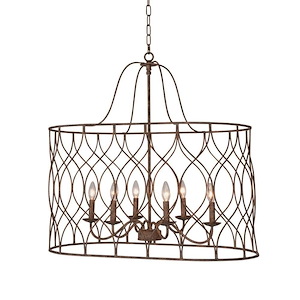 Tabby - 6 Light Oval Chandelier-30 Inches Tall and 31 Inches Wide