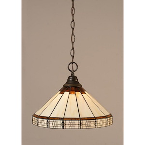 Any - 1 Light Chain Hung Pendant-11.5 Inches Tall and 15 Inches Wide