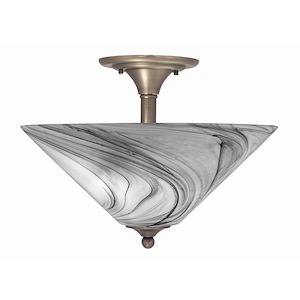 2 Light Semi-Flush Mount-11.75 Inches Tall and 16 Inches Wide