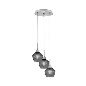 Array - 3 Light Cord Hung Cluster Pendalier-12.5 Inche Tall and 12.5 Inches Wide