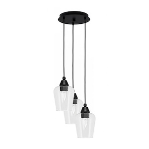 Array - 3 Light Cord Hung Cluster Pendalier-10.25 Inche Tall and 10.5 Inches Wide