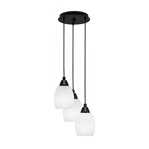 Array - 3 Light Cord Hung Cluster Pendalier-9.5 Inche Tall and 10.75 Inches Wide
