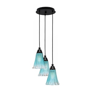 Array - 3 Light Cord Hung Cluster Pendalier-10 Inche Tall and 10.5 Inches Wide