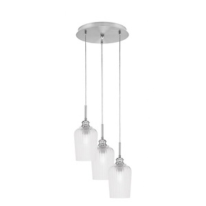 Array - 3 Light Cord Hung Cluster Pendalier-13.5 Inche Tall and 11 Inches Wide