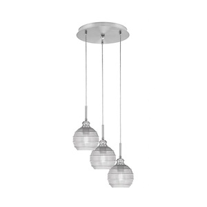 Array - 3 Light Cord Hung Cluster Pendalier-11.75 Inche Tall and 11.5 Inches Wide