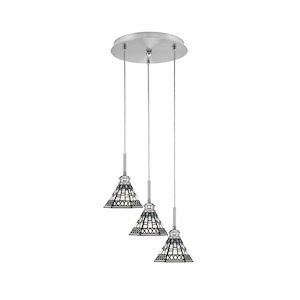 Array - 3 Light Cord Hung Cluster Pendalier-11 Inche Tall and 12.75 Inches Wide
