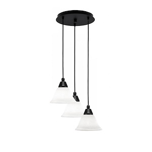 Array - 3 Light Cord Hung Cluster Pendalier-7.75 Inche Tall and 13.5 Inches Wide