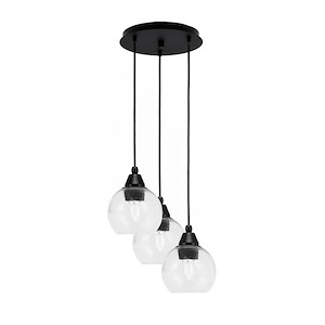 Array - 3 Light Cord Hung Cluster Pendalier-8.75 Inche Tall and 12 Inches Wide