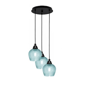 Array - 3 Light Cord Hung Cluster Pendalier-9 Inche Tall and 12.5 Inches Wide - 1335244