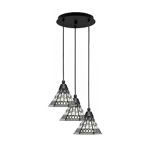 Array - 3 Light Cord Hung Cluster Pendalier-8 Inche Tall and 12.5 Inches Wide