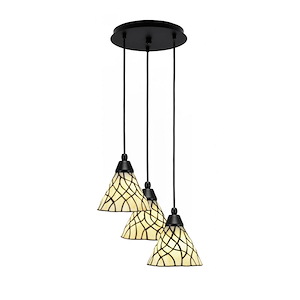 Array - 3 Light Cord Hung Cluster Pendalier-8.75 Inche Tall and 13.5 Inches Wide