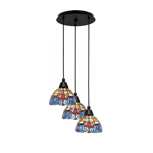 Array - 3 Light Cord Hung Cluster Pendalier-8 Inche Tall and 13.5 Inches Wide - 1335208