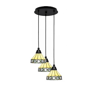 Array - 3 Light Cord Hung Cluster Pendalier-8.25 Inche Tall and 12.5 Inches Wide