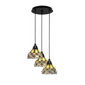 Array - 3 Light Cord Hung Cluster Pendalier-8.5 Inche Tall and 13.5 Inches Wide - 1335245
