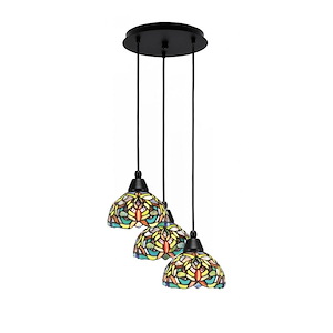 Array - 3 Light Cord Hung Cluster Pendalier-8 Inche Tall and 14.25 Inches Wide