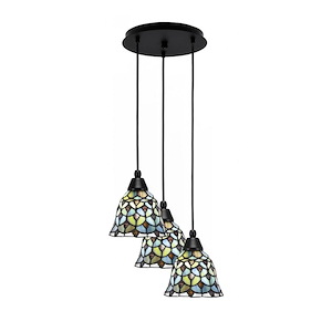 Array - 3 Light Cord Hung Cluster Pendalier-9.25 Inche Tall and 13.5 Inches Wide