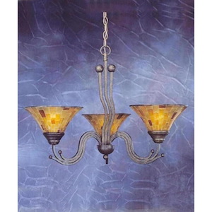 Wave-Three Light Chandelier-28 Inches Wide by 21 Inches High