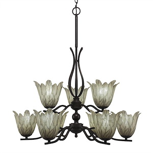 Revo - 9 Light Chandelier-22 Inches Tall and 29 Inches Wide
