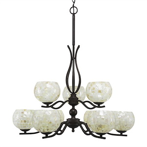 Revo - 9 Light Chandelier-22 Inches Tall and 28.75 Inches Wide