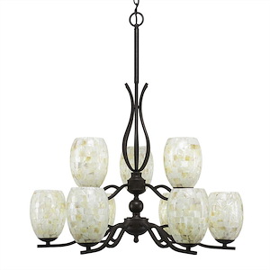 Revo - 9 Light Chandelier-22 Inches Tall and 27.5 Inches Wide