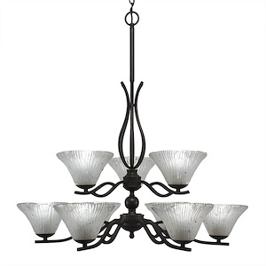 Revo - 9 Light Chandelier-22 Inches Tall and 29.5 Inches Wide