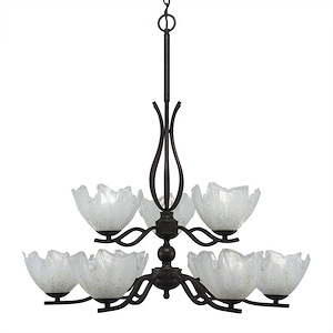 Revo - 9 Light Chandelier-22 Inches Tall and 29.75 Inches Wide