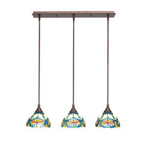 3 Light Linear Pendalier With Hang Straight Swivel-9.5 Inches Tall and 7 Inches Wide