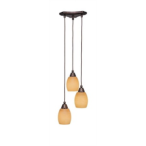 Europa - 3 Light Cluster Pendalier-8.75 Inches Tall and 10.75 Inches Wide - 698028