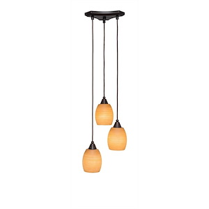 Europa - 3 Light Cluster Pendalier-8 Inches Tall and 10.75 Inches Wide