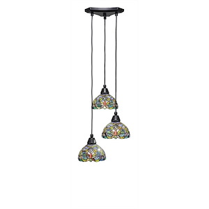 Europa - 3 Light Cluster Pendalier-6.75 Inches Tall and 14.5 Inches Wide