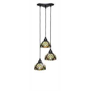 Europa - 3 Light Cluster Pendalier-6.75 Inches Tall and 13.5 Inches Wide - 1218784