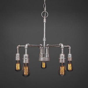 Vintage-Five Light Chandelier-20.5 Inches Wide by 18 Inches High