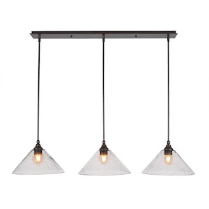 3 Light Linear Pendalier With Hang Straight Swivel-10.5 Inches Tall and 12 Inches Wide
