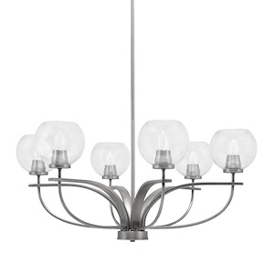 Cavella - 6 Light Up Chandelier-14 Inches Tall and 32 Inches Wide