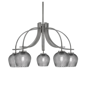 Cavella - 5 Light Down Chandelier-17 Inches Tall and 27.75 Inches Wide