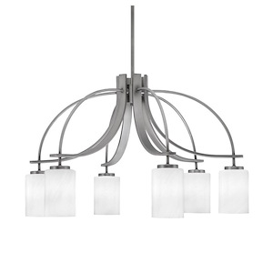 Cavella - 6 Light Down Chandelier-18 Inches Tall and 27.5 Inches Wide