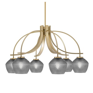 Cavella - 6 Light Down Chandelier-18 Inches Tall and 32.75 Inches Wide