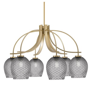 Cavella - 6 Light Down Chandelier-20 Inches Tall and 31 Inches Wide