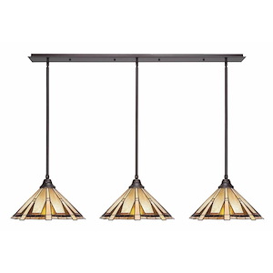 3 Light Linear Pendant-8.5 Inches Tall and 16 Inches Wide
