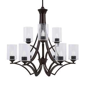 Zilo - 9 Light Up Chandelier-28 Inches Tall and 28.5 Inches Wide