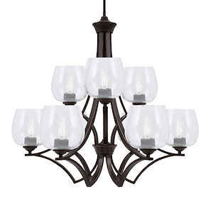 Zilo - 9 Light Up Chandelier-28 Inches Tall and 30.5 Inches Wide