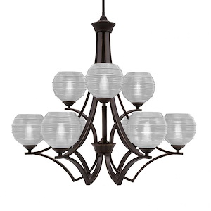 Zilo - 9 Light Up Chandelier-28 Inches Tall and 30.25 Inches Wide