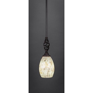 Elegante - 1 Light Stem Mini Pendant With Hang Straight Swivel-12.5 Inches Tall and 5 Inches Wide - 359442
