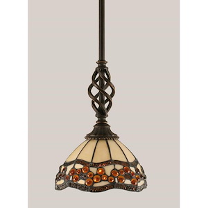 Elegante - 1 Light Stem Mini Pendant With Hang Straight Swivel-10 Inches Tall and 7 Inches Wide