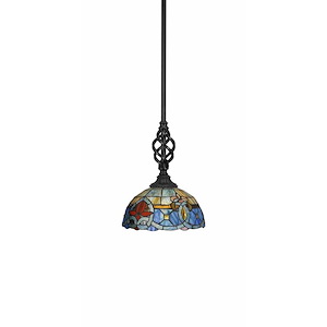 Elegante - 1 Light Mini Pendant With Hang Straight Swivel-12 Inches Tall and 12 Inches Wide